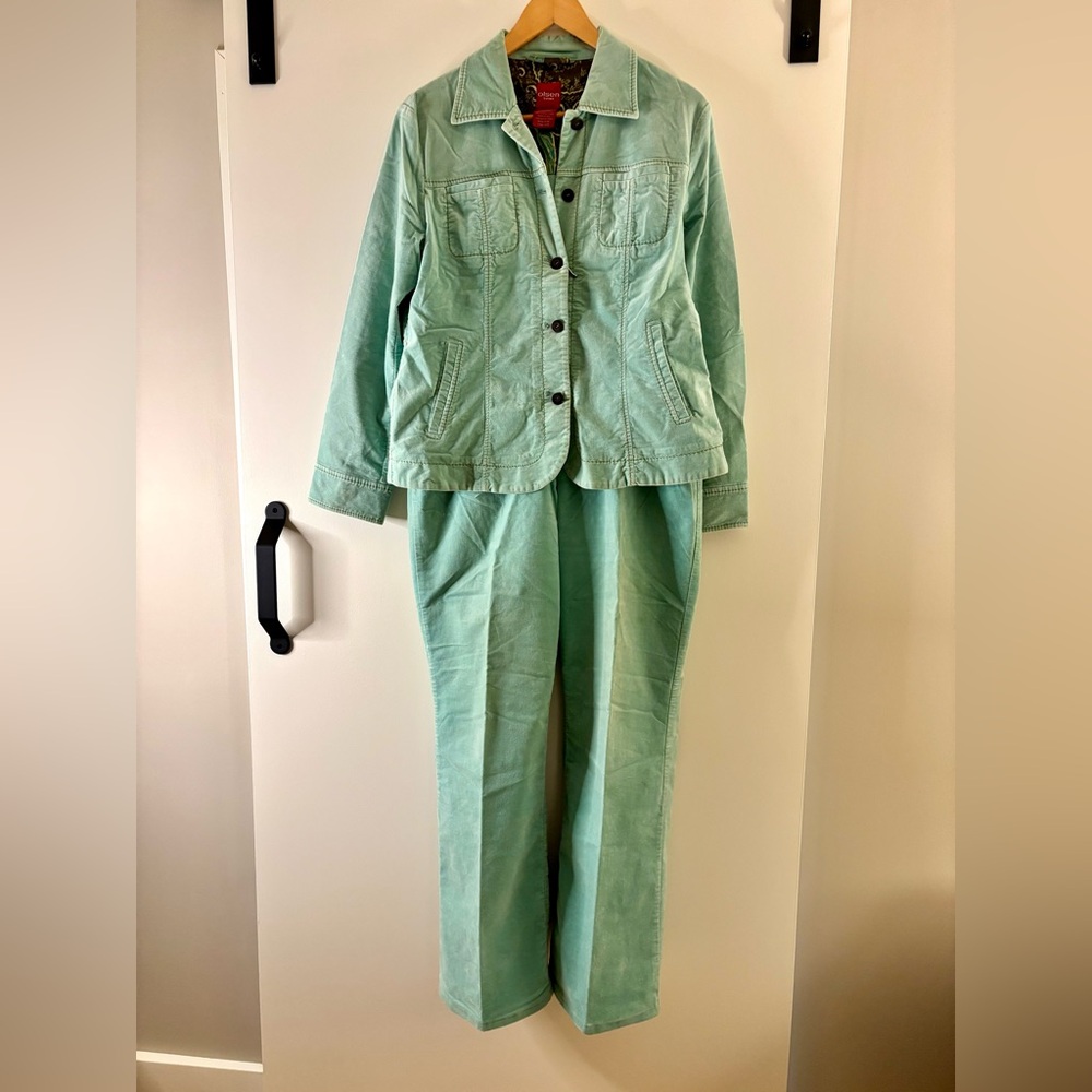 OLSEN Green Jean Jacket and Pant Set